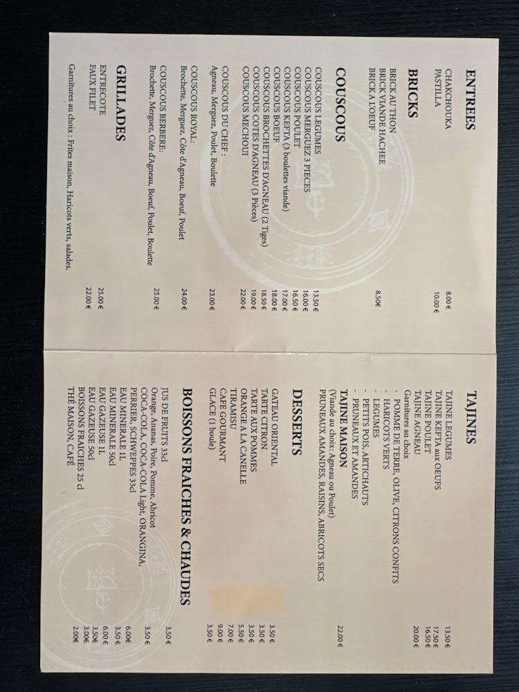 La Couscoussière - Menu Image 1